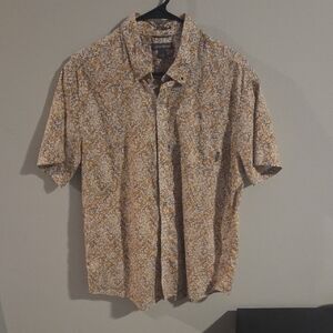 Eddie Bauer Men's Tan and Blue Casual Button Down Shirt